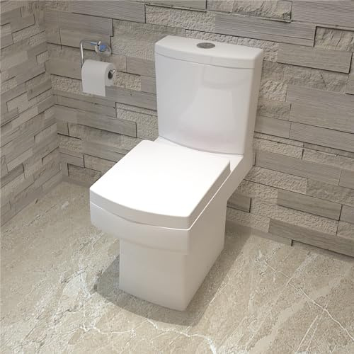 MYB Square Bathroom Close Coupled Toilet Modern Ceramic Bathroom WC White