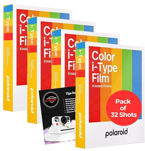 Instant Camera Film Bundle with Polaroid I-Type Color Polaroid Film x 32 Shots, and Clikoze Instant Cameras Tips Card