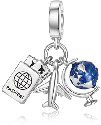 LANBEIDE Flugzeug Flughafen Erde Charms für Pandora Charms, 925 Sterling Silber Beads Reise Beads für Pandora Armband Geschenke für Frauen