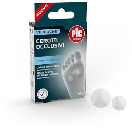 Pic Solution cerotti occlusivi per il trattamento delle verruche confezione mix 12 pezzi da 12 mm e 4 pezzi da 19 mm