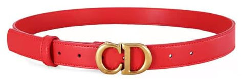 Jascatin Klassische Damen Kunstleder Skinny Gürtel PU Leder Verstellbare Schlanke Dünne Taille Gürtel mit CD Metall für Damen Jean Kleid Schlanker Gürtel (Rot)