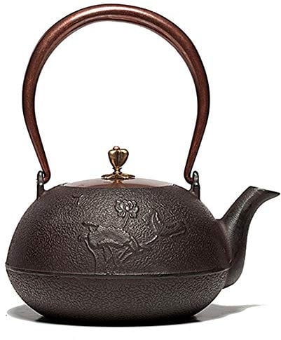 AJIEYMXG Cast Iron Teapot Household Large Capacity Electric Ceramic Stove Kettle 1200 Ml Black Cast Iron Teapot for Green Tea or Teabags