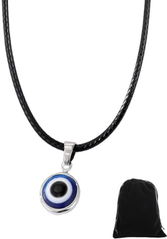 HSIXHAF 1 pcs Böses Auge Anhänger Halskette Böhmen Blaues Auge Kleiner Punkt Choker Türkisches Glas Leder Schwarzes Seil Kette Halskette Schmuck Für Frauen Und Mädchen Glück Schutz Mädchen