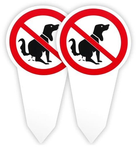 Lot de 2 Panneau Chien Crotte,PVC Rigide les Chiens ne Sont pas Autorisés à Utiliser le Panneau des Toilettes,Panneau D'avertissement pour Chien Avec Piquet,Résistant UV Aucun Signe de Merde de Chien