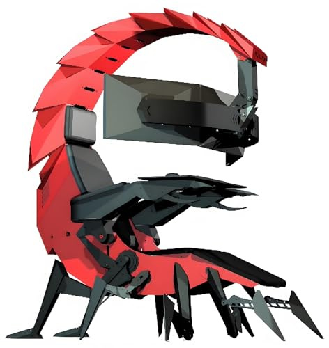 Bürostuhl Game Cockpit, Game Chair Ergonomischer Bürostuhl Computerstuhl, Scorpion Gaming Chair, Imitation Space Capsule Design, for Büro, Spiel, Video ansehen(Red)