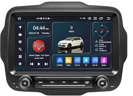 Autoradio stereo per Jeep Renegade 2015 2016 2017 2018 2019 2020, Android 14 GPS Navigation 9” HD IPS QLED 720 * 1280P Touch Screen Built-in Autoplay Carplay 4G LTE Bluetooth5.0 DSP SWC (4+64GB)
