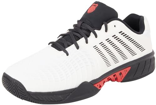 K-Swiss Express Light 3, Tenis Shoe Hombre, Bright White Stretch Limo High Risk Red, 46.5 EU