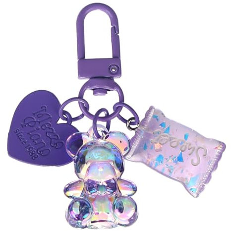 Asukohu Portachiavi da donna, colorato, a forma di cuore, caramella, ornamento elegante, accessorio unico per borse, decorazioni per individui alla moda, Viola