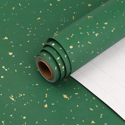 HBell Green Wrapping Paper Roll,43cm X 10m Green Foil Gift Wrap Paper | Recyclable Kraft Wrapping Paper for Birthday,Christmas,Party,Wedding,Baby Shower,Easter