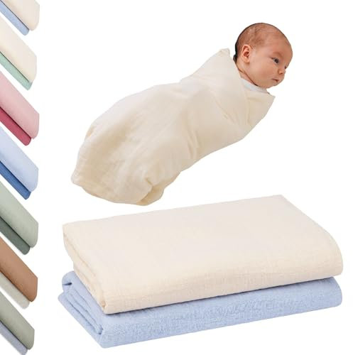 furora BABY Mulltücher Baby 120x120 cm XXL groß | super Soft Musselin, Bio-Baumwolle, Oeko-TEX 100: schadstofffrei | Pucktuch Musselintuch Baby Spucktücher Mullwindeln, Neugeborene Swaddle