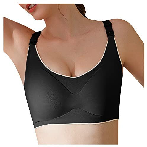 TDEOK Femmes d'allaitement maternité enceinte avec boucle avant sous-vêtements soutien-gorge grande taille lingerie, Noir , M