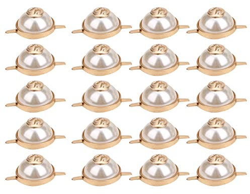 20pcs Perle Niet, halbkreisförmige Perle Nieten (20 mm mit Buchstaben Perlenklavation)