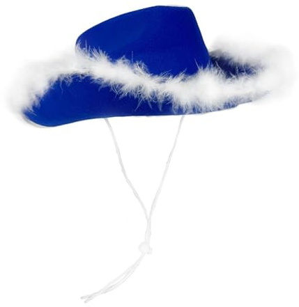 Cowboy -Federhut für Frauen, Cowboyhut mit Feder - Modefeder geschnittene blaue Cowgirl Hut | Filz westliche Kopfbedeckung, Partykostüme Kopfbedeckung, Halloween -Accessoires für Partykostümkleid