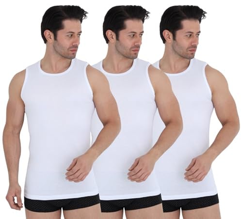 UNDEREA 3-pack undertröja herr 100 % bomull linne ärmlös med rund hals