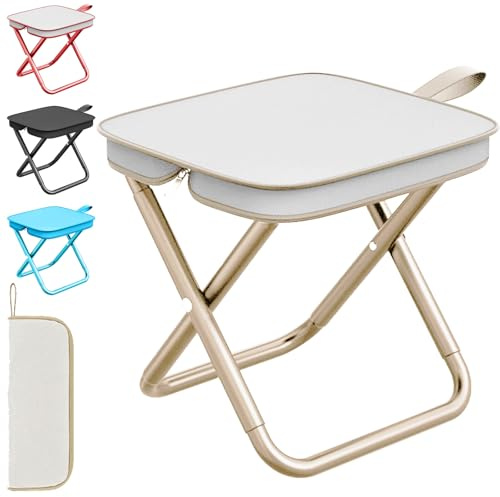 LUKIUP Mini Klappstuhl Hocker, 28 cm Klapphocker Faltbar, Hocker Klappbar für Reisen Wandern Garten Angeln Grillen Strand (Khaki)