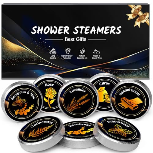 Shower Steamers Aromatherapy Birthday Gifts for Men 8 Pcs, Small Relaxation Thank You Mens Gifts for Fathers Day Christmas Stocking Fillers for Men,Self Care Xmas Present for Him Dad Husband Boyfriend