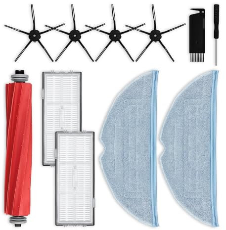 liveryde Ersatzteile Kompatibel für Roborock S7 / S7 Plus / S7 Max / S7 MaxV / S7 Max Ultra / S7 MaxV Ultra / S7 Pro Ultra Staubsauger Zubehör, 1 Hauptbürste, 4 Seitenbürsten, 2 Filter, 2 Wischtücher