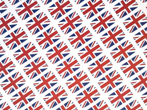Kleine Mini-Aufkleber, 16 x 10 mm, Union Jack, Großbritannien, Großbritannien, Großbritannien, Großbritannien, Großbritannien, Britisch, langlebig, Kunststoff, 110 Stück