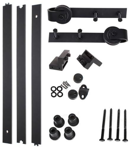 Kit binario a rulli for porta scorrevole in legno for armadio, kit binario for porta scorrevole in legno for porta scorrevole in legno da 180 cm(150cm Single Door)
