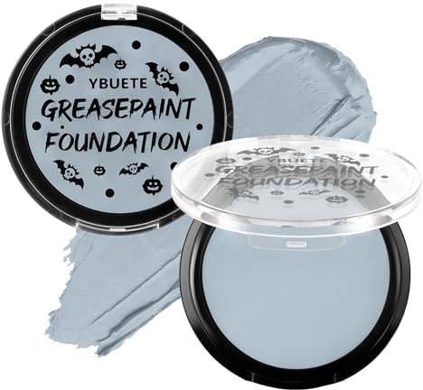YBUETE Grey Oil Based Face Body Painting Foundation for Halloween SFX | Professional Waterproof Face Paint Halloween SFX, for Skeleton Ghost Goth Cosplay Makeup Face Paint, for Adult Costume Party