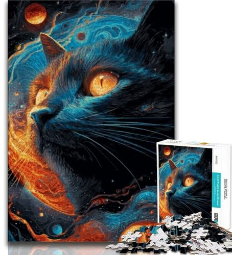 Puzzle für Erwachsene 1000 Teile Schwarze Katze Puzzle für Erwachsene Lernspielzeug Familienspiele einzigartige Geburtstags- und Geschenkideen 75x50cm