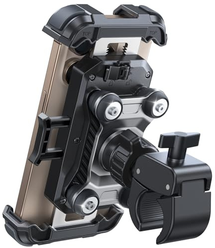 JOYROOM Handyhalterung Motorrad Vibrationsgedämpft Handyhalter Fahrrad | Metallkern, Doppelte Stoßdämpfung, Auto-Clamp, 360° Drehbar, für iPhone 17 16 15 Pro Max Samsung Smartphones 4,7-7