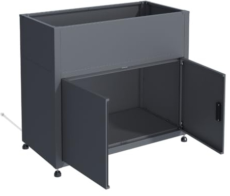 Armoire de Jardin 100cm avec Jardinière Intégrée, Gris Anthracite | Acier Galvanisé, Rangement Extérieur