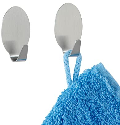 WENKO Strip-it® Maxi-Wandhaken 2er Set - 2er Set, Edelstahl rostfrei, 2.4 x 4.2 x 2 cm, Matt