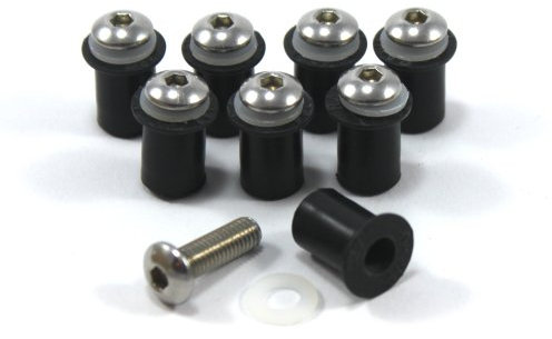 Set di 8 bulloni M5 per parabrezza della moto, con rondelle e dadi di fissaggio inclusi