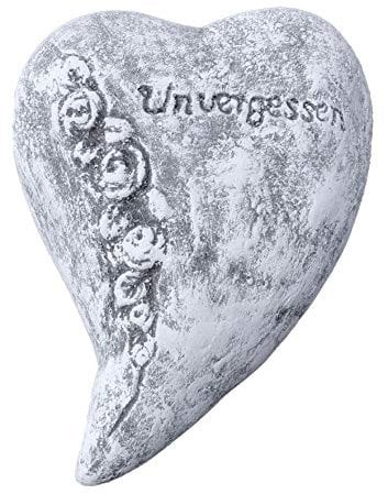 Grabschmuck kleines Herz Unvergessen, Frost- und wetterfest, massiver Steinguss