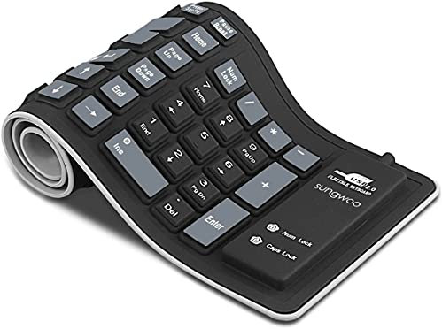 Sungwoo Teclado plegable de silicona con cable USB impermeable Printbox Teclado para PC Portátil Negro / Gris