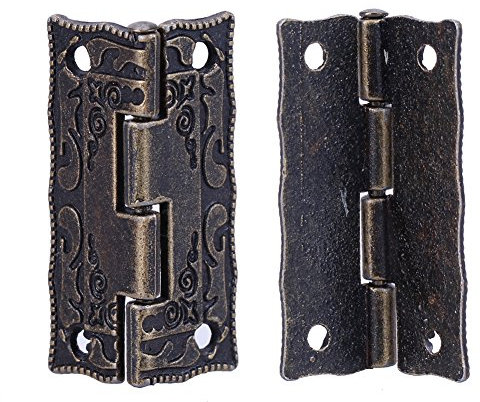 UEB Lot De 10 Vintage Mini Charnières Et Vis Pour Meubles Porte Cabinet Tiroir Et Bijouterie Boîte