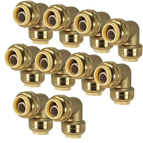 procuru, zum 90 Grad-– Sharkbite Stil – Fitting für Kupfer, PEX, CPVC, bleifrei zertifiziert 0.5 Inch (1/2) 10-Pack