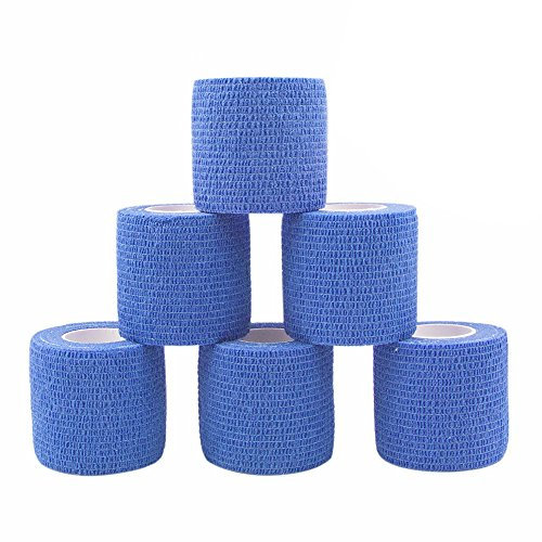 STpro Selbstklebender Verband Tape Fixierverband Selbsthaftende Bandage Tape Haftbandage 5cm x 6 Stück Blau Cohesive Bandagen Pferd Selbstklebende Binden Verband Elastischer Verbände Kohäsiv