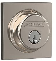 SCHLAGE Single Cylinder Deadbolt with Collins Trim, Polished Nickel (B60 618 COL)