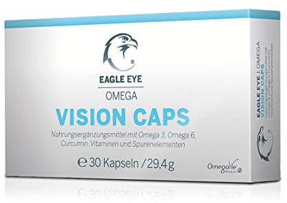 Eagle Eye Omega Kapseln – Nahrungsergänzungsmittel mit Omega 3 & Omega 6 Fettsäuren, Curcumin aus Kurkuma, Vitamin D3, B2, B6, Folsäure & B12 – 30 Kapseln