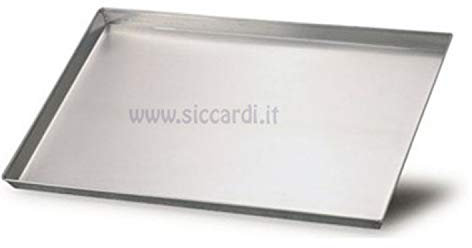 Teglia Rettangolare Professionale in Alluminio per Pizza focacce e Pasticceria (Cm 26 x 32 h 3)