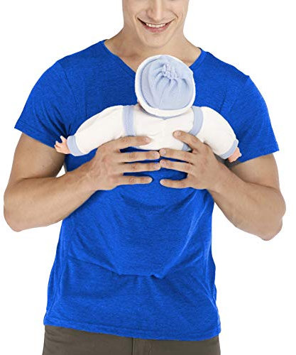 amropi Homme Porte Bébés Kangourou Manches Courtes T-Shirts (Bleu,5XL)