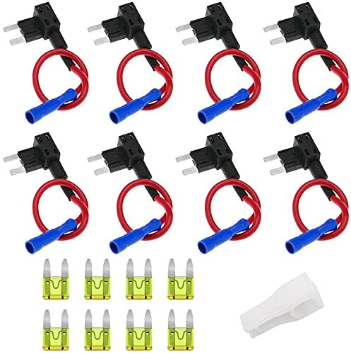 8pcs Add-a-Circuit Fusible Titular Pequeño, Bolatus ACS Portafusible con hilo in-line coche Circuito Cuchilla Estilo Adaptador Cable Fusible, Fusible Tap Holder con 8pcs Fusibles 20A y 1pc Extractor