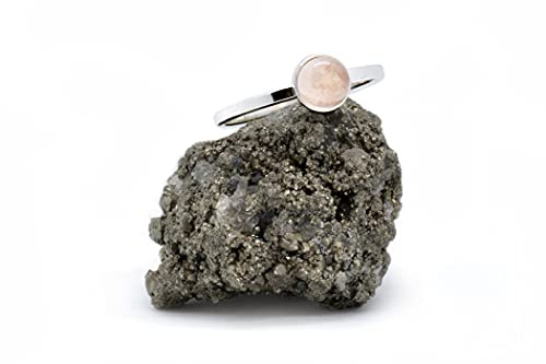 Bague en Argent avec Quartz Rose - Bijou Élégant pour Femme, pour Homme - Bijou avec Pierre Semi Précieuse - Cadeau pour Anniversaire, Noel et Occasions Spéciales - Bague avec Pierre Rose Naturelle