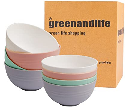 greenandlife 24 oz Müslischalen, Schüssel 8er Set Ramen Schüssel, Salatschalen, Leicht und Bruchsicher, BPA-frei, Suppenschalen für Kinder und Erwacheseneüssel, Mikrowellen& Spülmaschinenfest