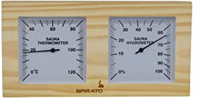 SPIRATO Igrometro sauna nel telaio in legno - temperatura e umidità - 9 x 9 cm - montaggio a parete