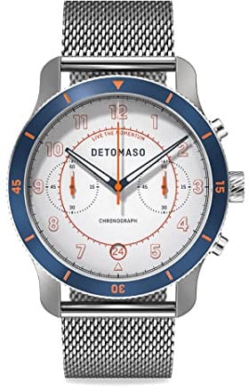 DeTomaso Venture Chronograph Limited Edition White Blue - MESH Silver