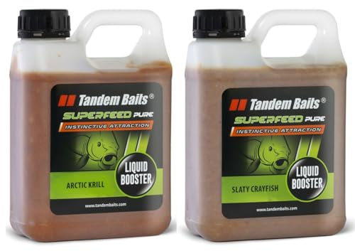 Tandem Baits 2er-Pack SuperFeed Pure Booster Flavour Mix Arctic Krill & Salty Crayfish | Karpfen Angeln ohne Mühe | Köder Große-Fische-Angeln | Karpfenzubehör Profis & Hobby-Angler 1000 ml