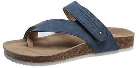 YUMIJUAN Sandales Femmes Plates Entre Doigt Bout Ouvert Chaussons Été Plage Vacances Casual Pas Cher A La Mode Grande Taille Pantoufles Nu Pied Fashion Tendance (Blue, 38)