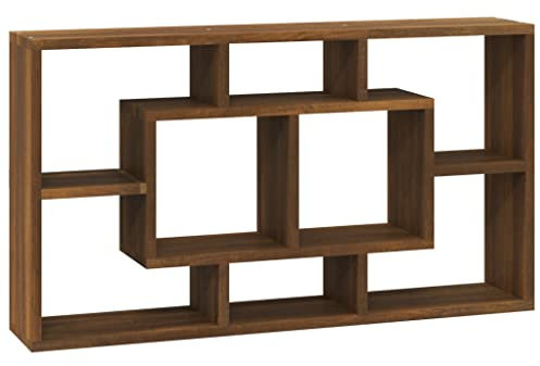 vidaXL Wandregal mit 8 Fächern Bücherregal Hängeregal Wandboard Regal Schweberegal Wohnzimmerregal Wandablage Ausstellungsregal Braun Eichen-Optik