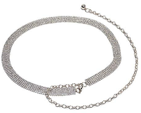Naimo Strass Taillenkette Gürtel Kristall Kettengürtel Metall Link Körperkette Taille Gürtel für Kleid Jeanskleider