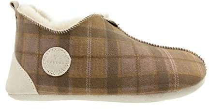 Vanuba Handgemacht Lammfell Hausschuhe Herren Kuschel - Hüttenschuhe 44 Beige