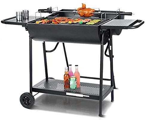 ATAAY Portable Small BBQ Grill with Electric Barbecue Fork - Grill Charcoal Grill Camping Grill Outdoor Cooking,for Outdoor Garden Picnics