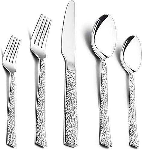 Besteck Set, HaWare 60-teiliges Edelstahl Besteckset mit Messer Gabel Löffel, Essbesteck für 12 Personen, Hammergriff Tafelbesteck für Haus/Party/Hotel/Restaurant, Hochglanzpoliert & Spülmaschinenfest